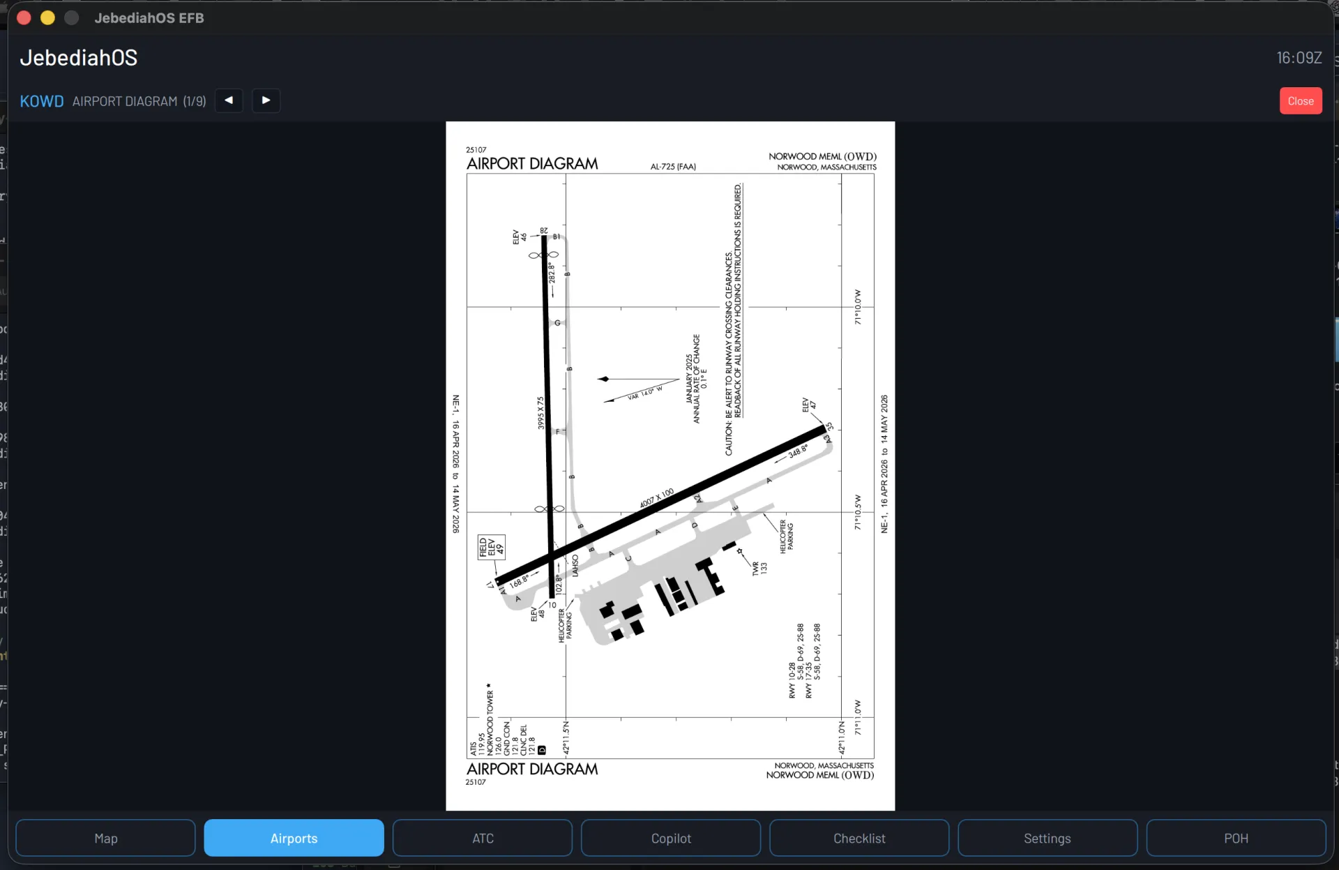 Airport diagram viewer — KOWD Norwood Memorial